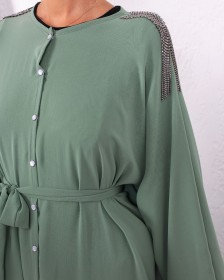 فستان شيفون ناعم ~ طويل وواسع الأكمام (ID-00954)
