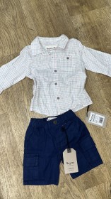 طقم شورت ولادي مع قميص كاروهات