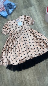 فستان ستان ذهبي منقط