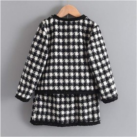 طقم كاروهات تنورة وجاكيت شتوي