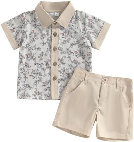 طقم شورت وقميص بيج