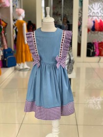 فستان جينز مع كاروهات