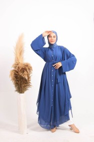 فستان شيفون ناعم ~ طويل وواسع الأكمام (ID-00954)