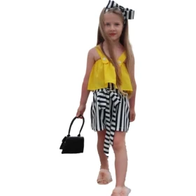 طقم شورت مخطط شباح صفرا