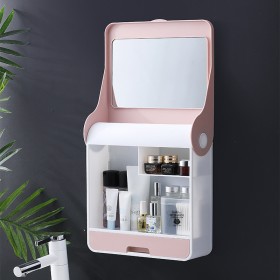 منظم مكياج تعليق مع مرآة
